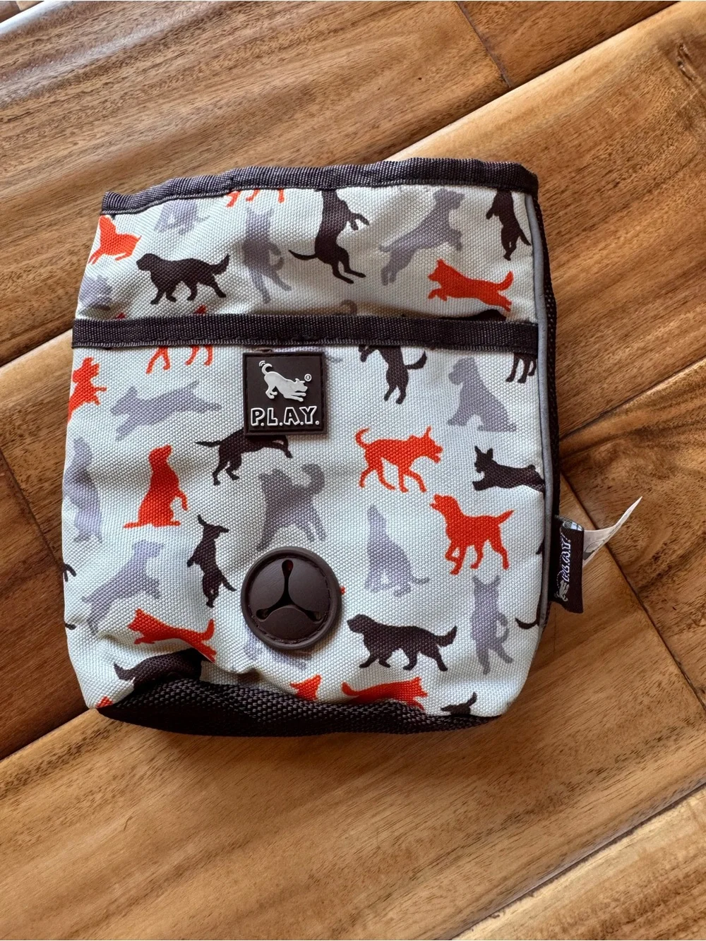 Dog Treat Pouch - Gray with Orange & Black Silhouettes